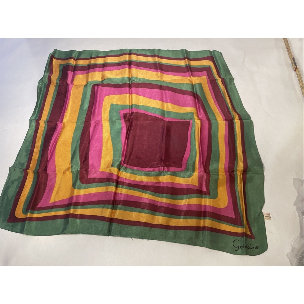 Vintage Germaine Geometric Scarf Acetate 25 X 25 Made in Italy